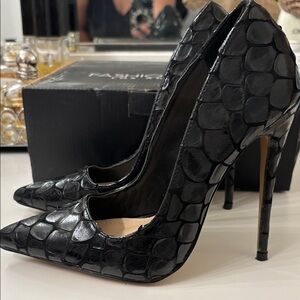 Fashion Nova Black Textured Heels